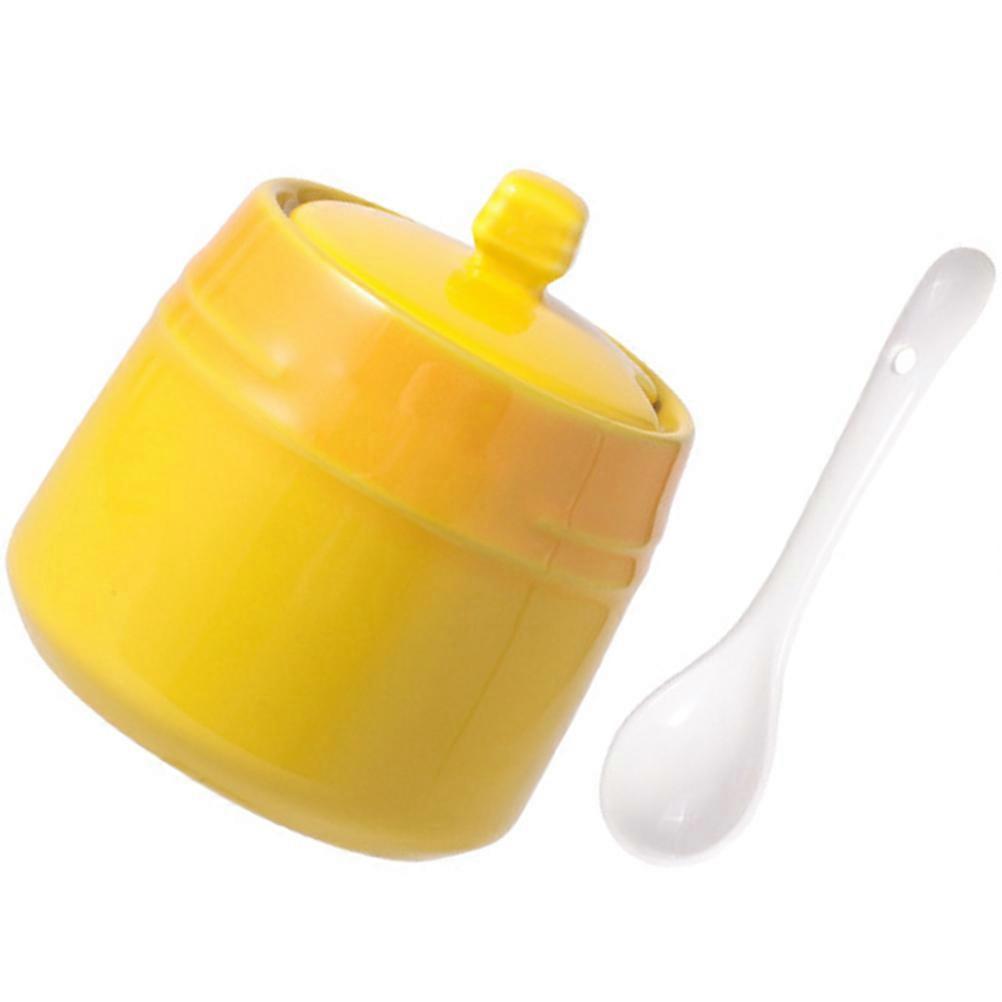 Sugar Jar Ceramic Seasoning Storage Bottle for Home Use Kitchenware Dust-Proof Odor-Free Preservation 1Set