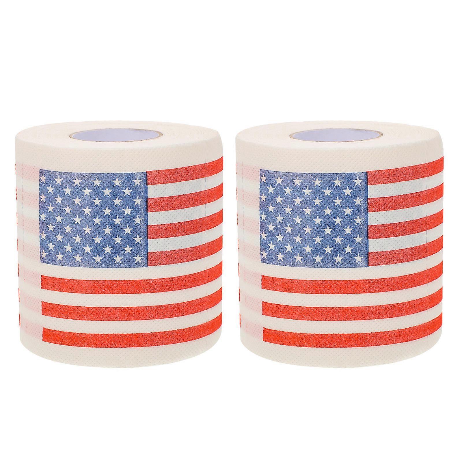 4 Rolls American Flag Toilet Paper Roll Embossed Design for Household Users Practical and Safe 150 Sheets 3-Layer