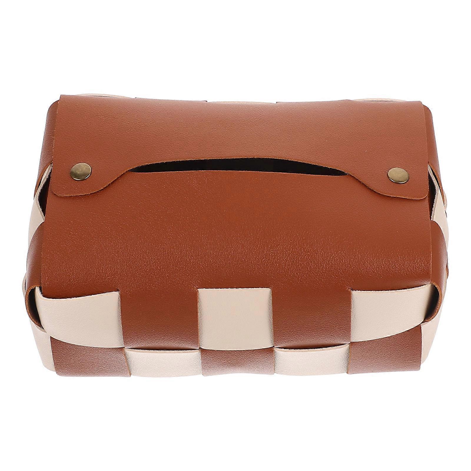 Brown Tissue Box Cover for Storage Use 5Pcs Set