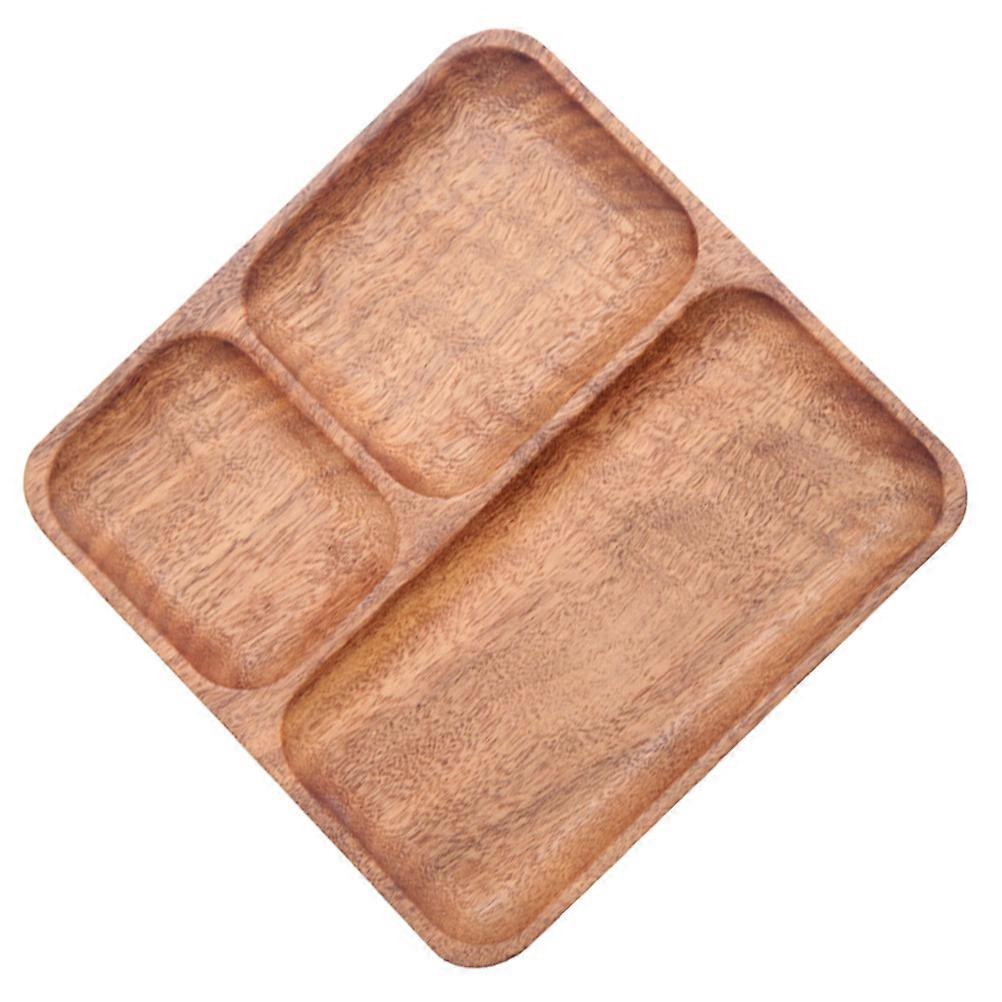 Wood Dining Plate Divided Plate for Kitchen Use 2Pcs Assorted Colors