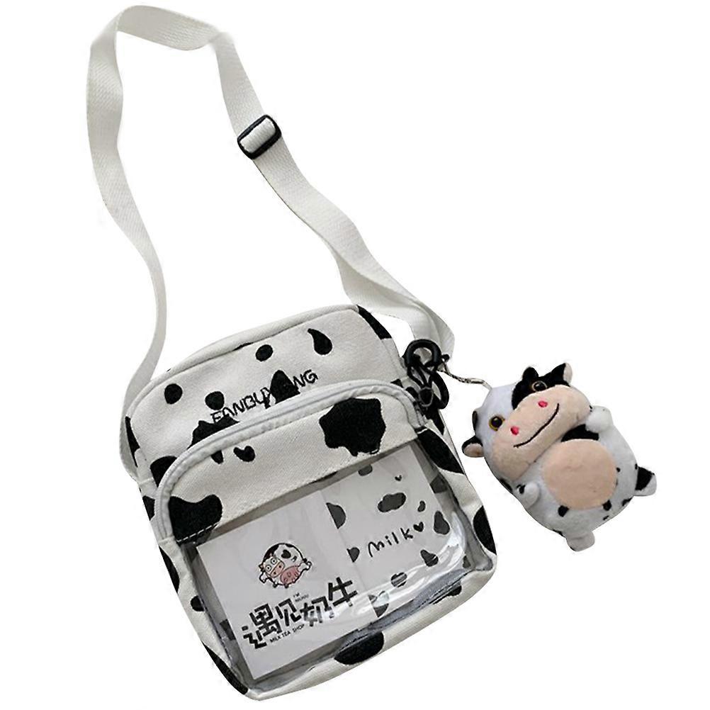 Cow Pattern Shoulder Bag 4Pcs Rectangular Canvas Grocery Tote Ideal For Women Beach Shopping Carrying Lightweight Durable Functionality