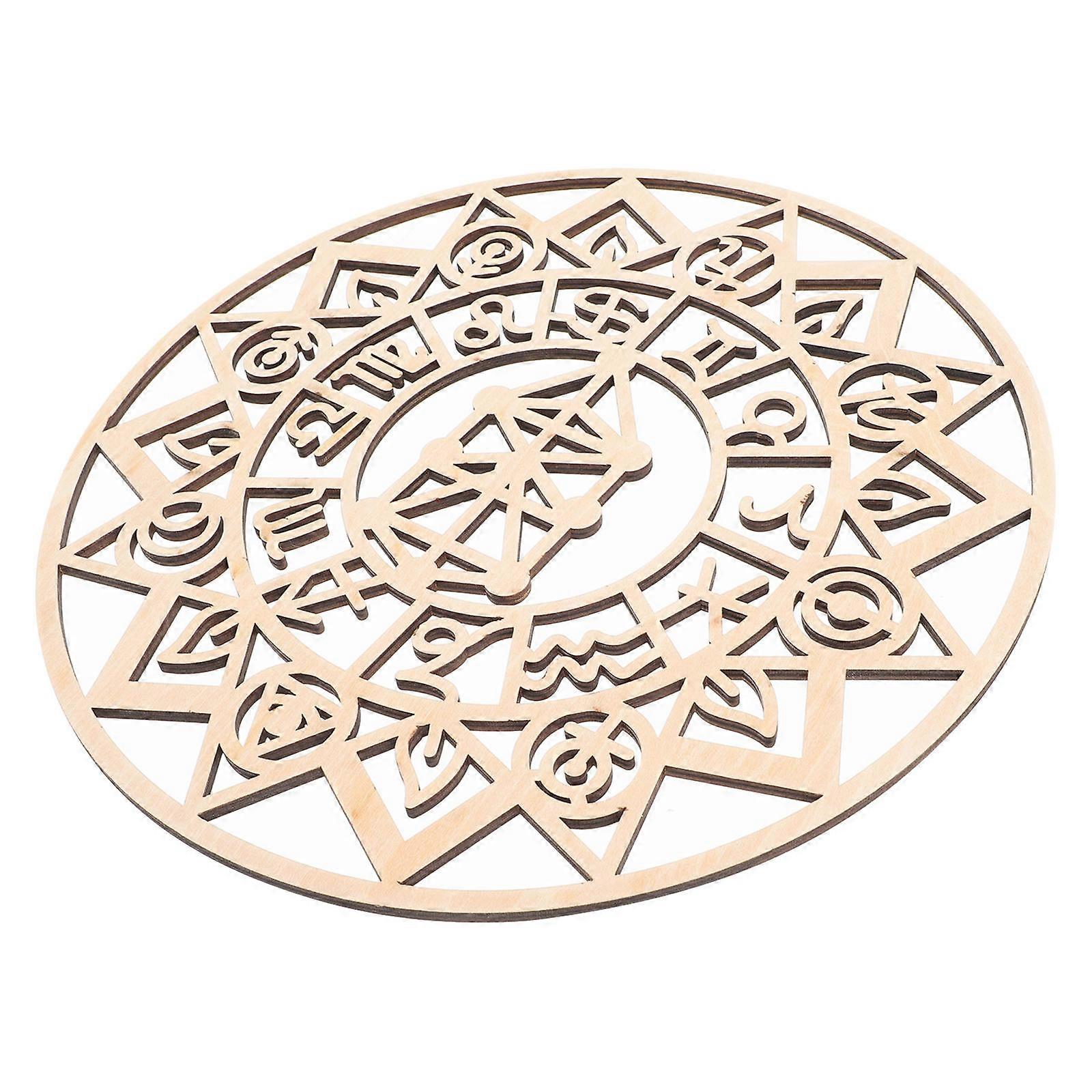 4Pcs Wooden Wall Adornment for Meditation with Beige Geometric Pattern