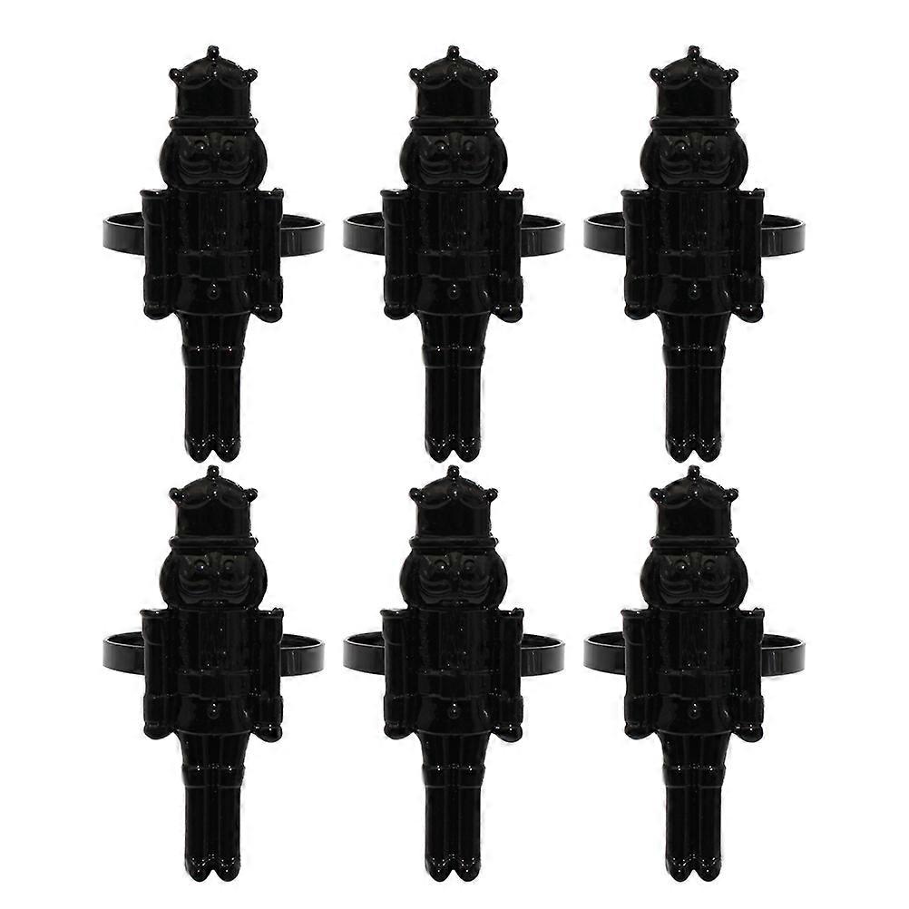 Beautiful Nutcracker Napkin Rings Perfect For Graduation Parties Made From Elegant Alloy Material In Black Featuring 6Pcs Set