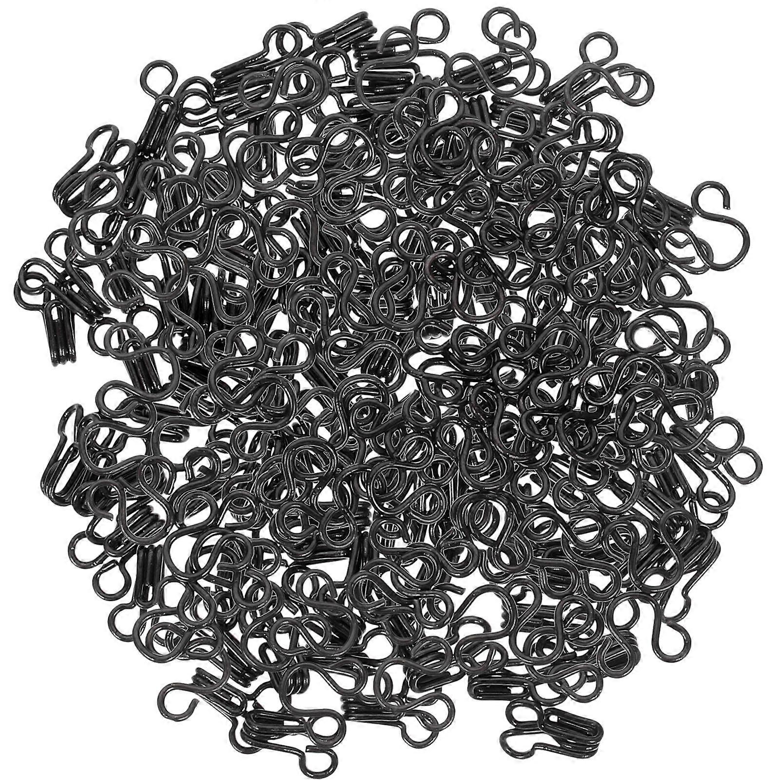 200Pcs Black Copper Spring Collar Eyes Closure Hooks for Clothing