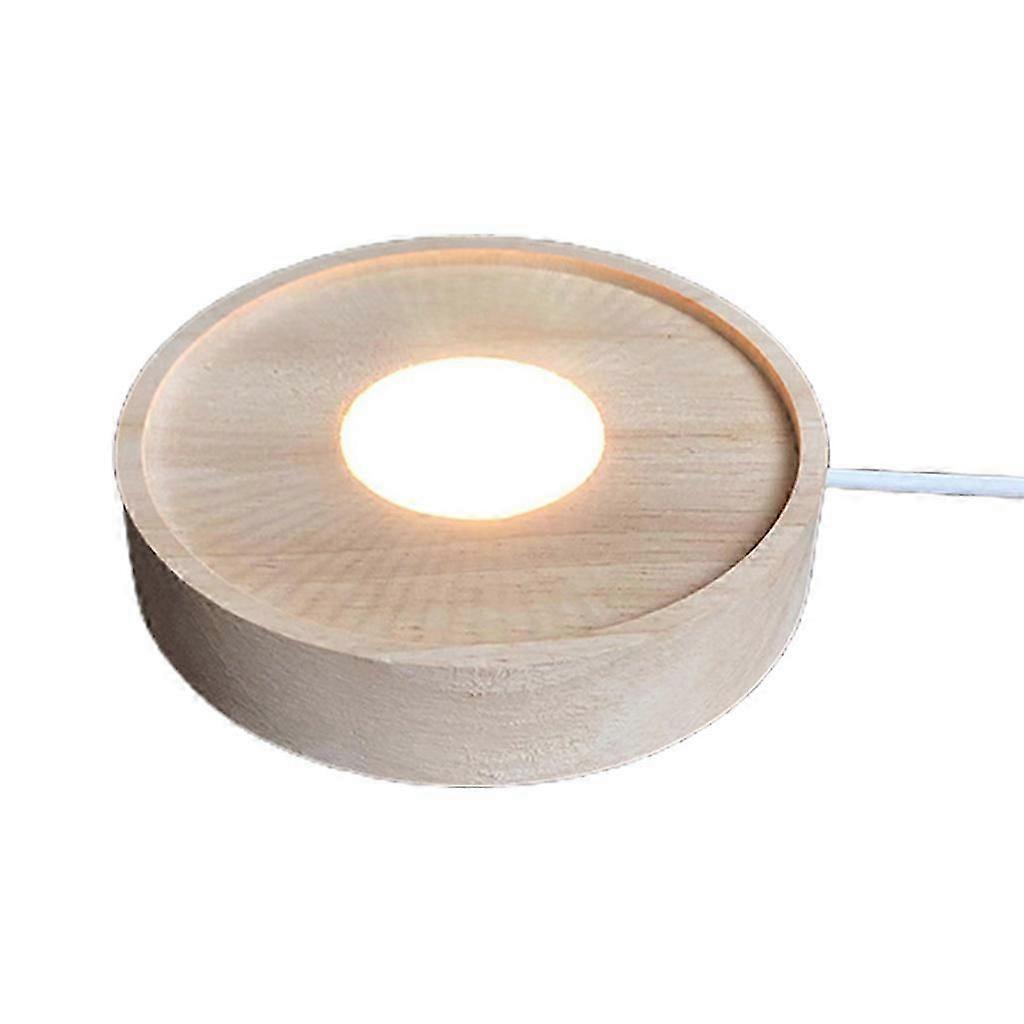 Round Shaped Display Pedestal Led Lights Display Base Crystal Wooden Lighting Bases Stands For Crystal And Glass Display
