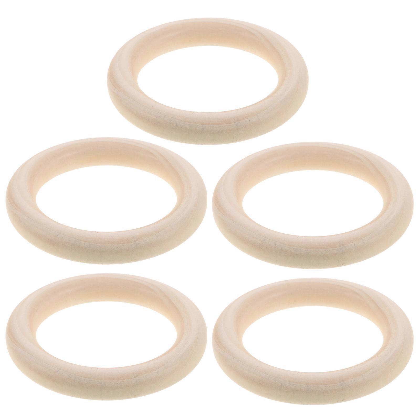 Macrame Hoops Wooden Rings for Craft 15Pcs Solid Wood Beige Circles