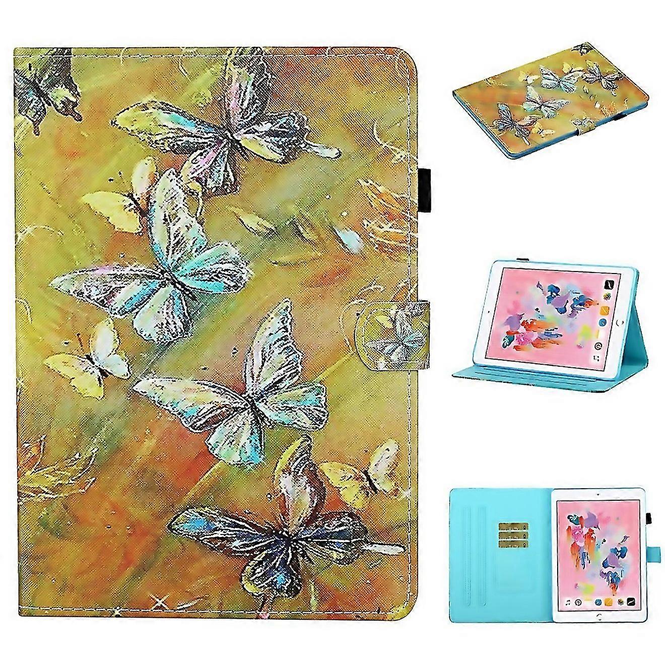 For Colored Drawing Stitching Horizontal Flip Leather Case With Holder Card Slots Sleep Wakeup Funct
