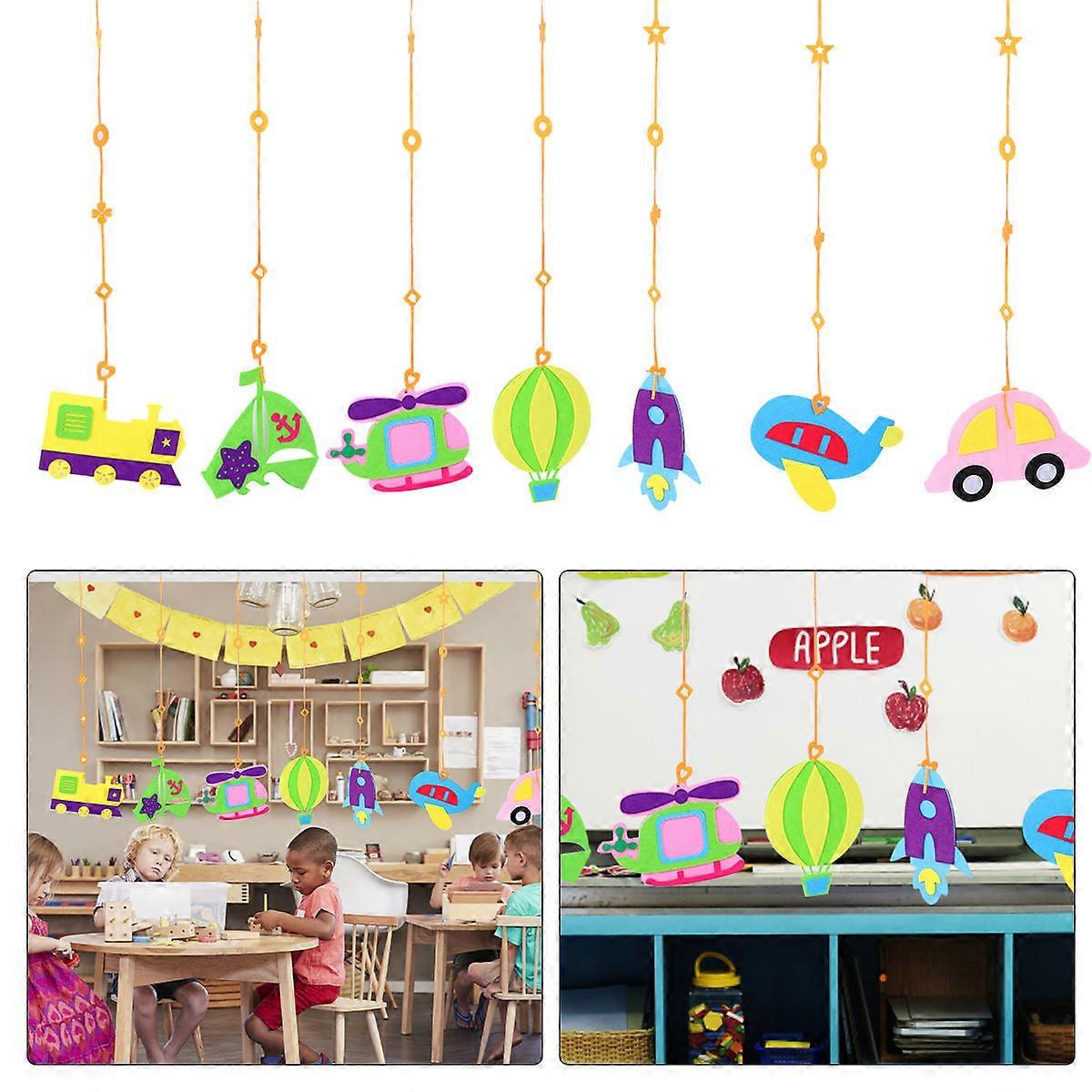 Assorted Color Kindergarten Ceiling Decor Vehicle Hanging Set for 14Pcs