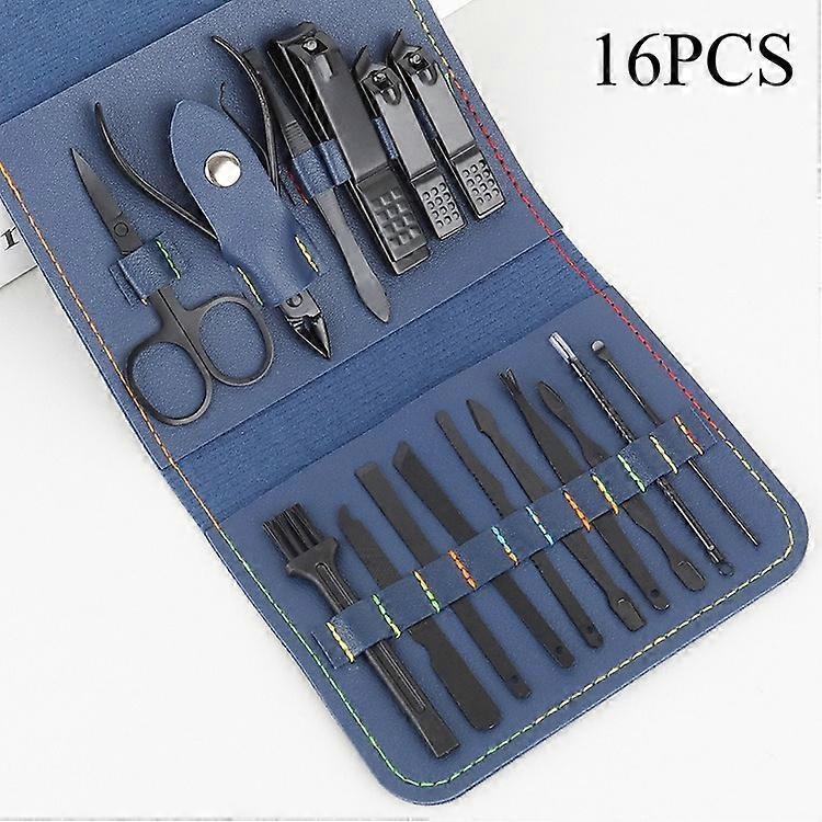 16pcs Professional Nail Clippers and Cuticle Nippers Set With Leather Portable Case Idea Gift,Manicure Set Full Function