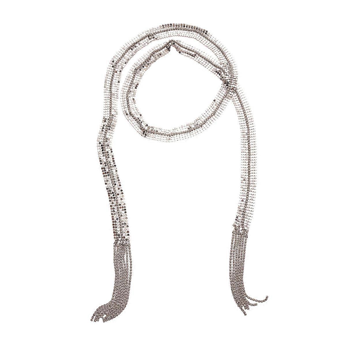 Halsband Midjekedja, Överdriven Metallisk Diamant Inlagd Lång Tofs Lyxiga Smycken