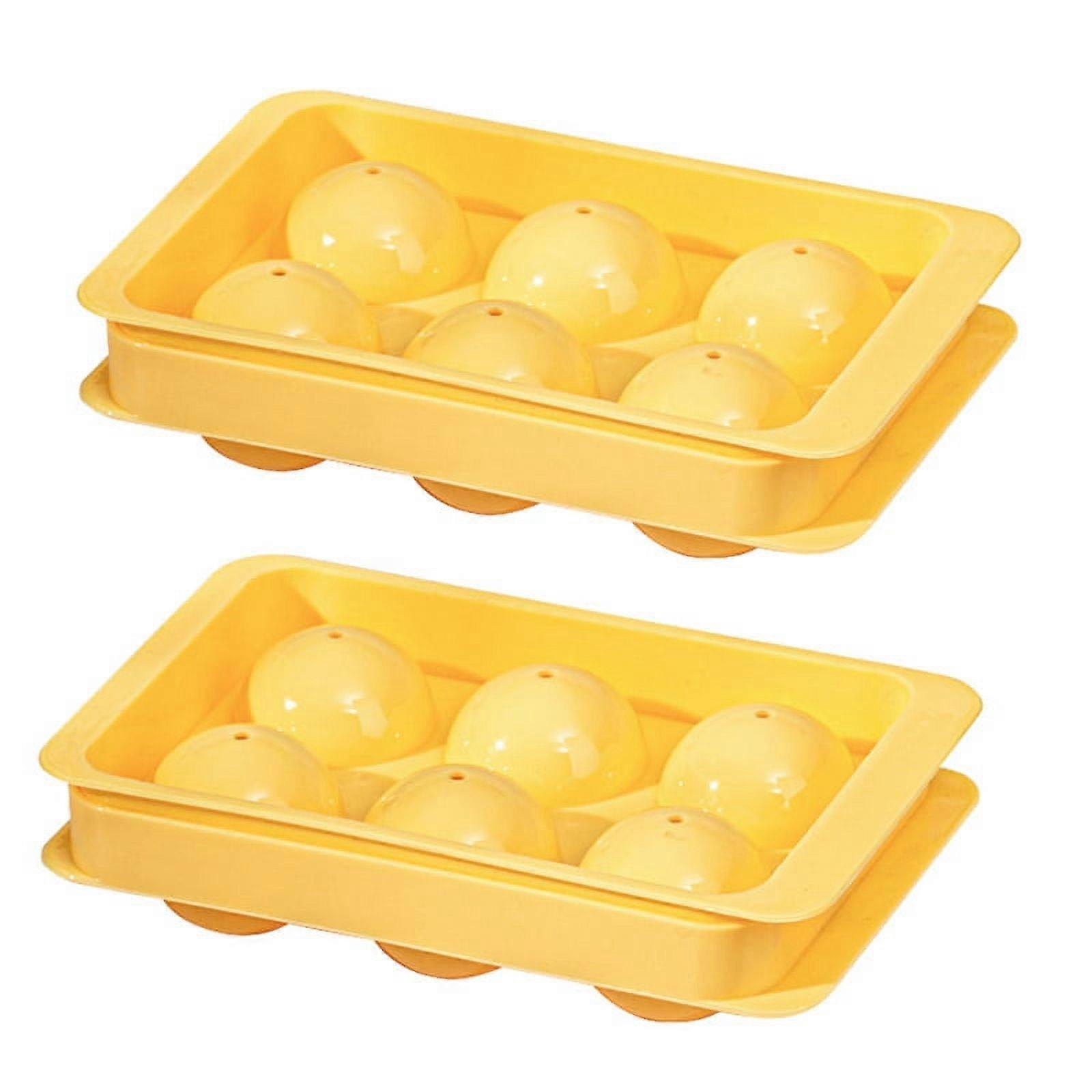 Large Ice Square Molds, 2 INCH Space-Saving Whiskey Ice Square Mold, Leak-Free Round Ice Square Yellow Ice Tray