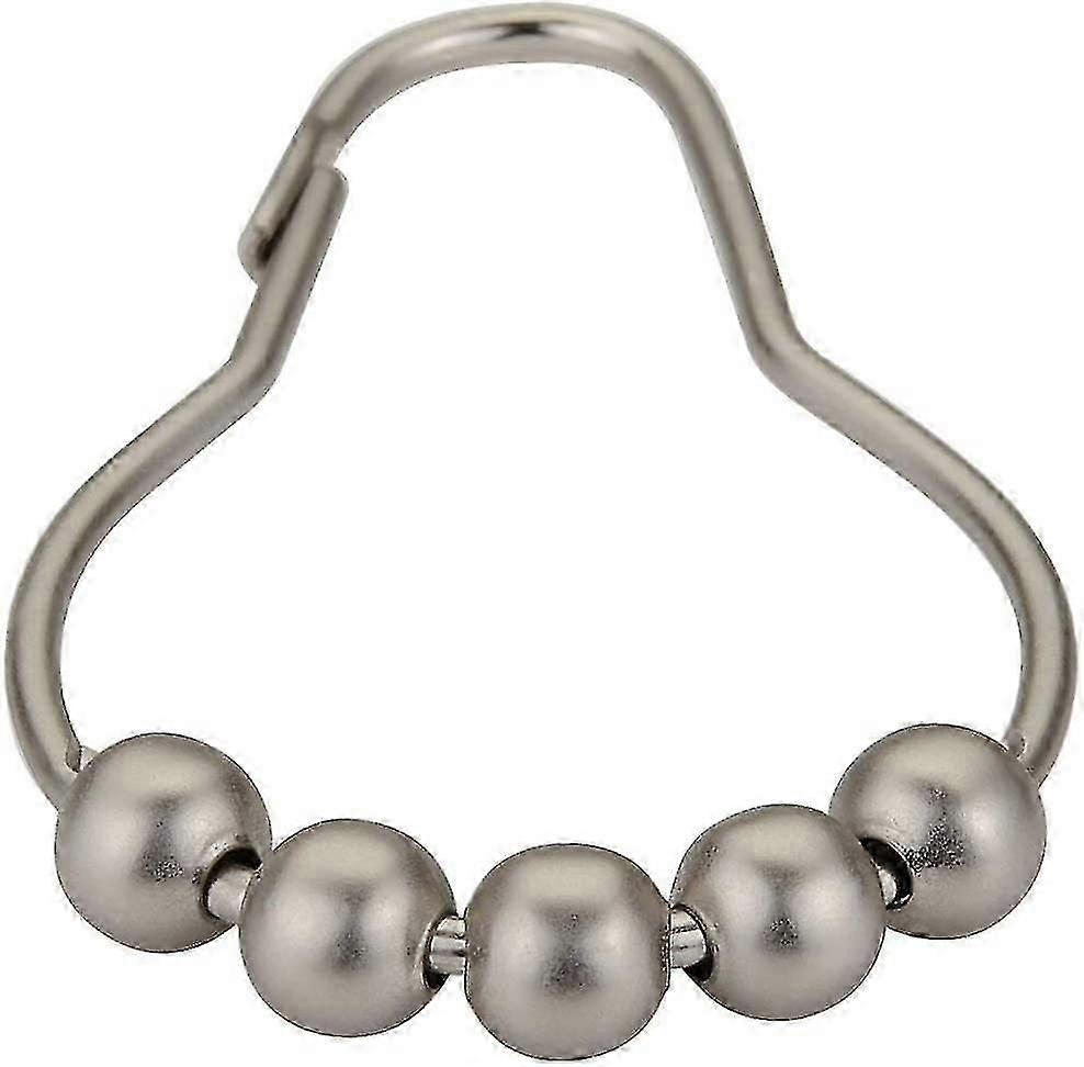 シャワーカーテンフックリング、ステンレススチール錆びにくいシャワーカーテンリングとフックセット24-マットブラック