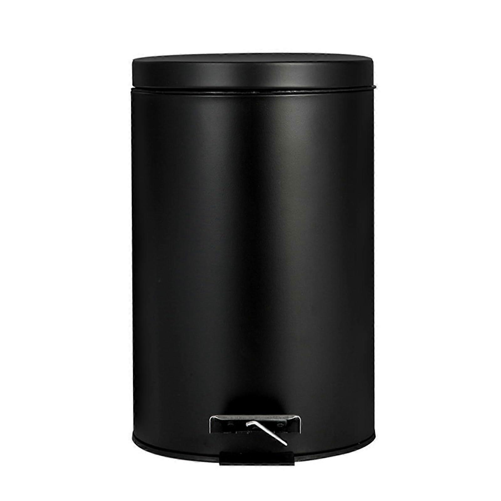 3L Garbage Can Desktop Trash Bin With Foot Pedal Quiet Closing Lid For Household And Office Desks Black