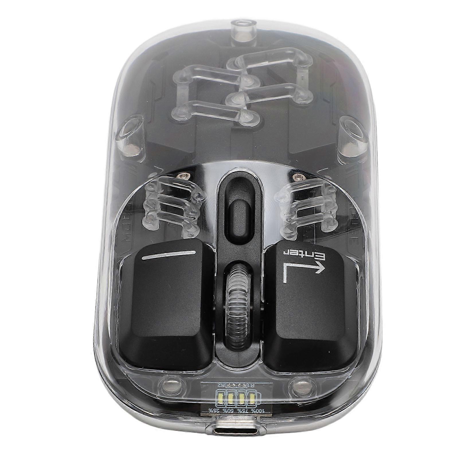 Wireless Mouse Dual Mode 2.4G BT5.0 3000FPS Magnetic 400mAh Transparent RGB Mouse for Office Black 