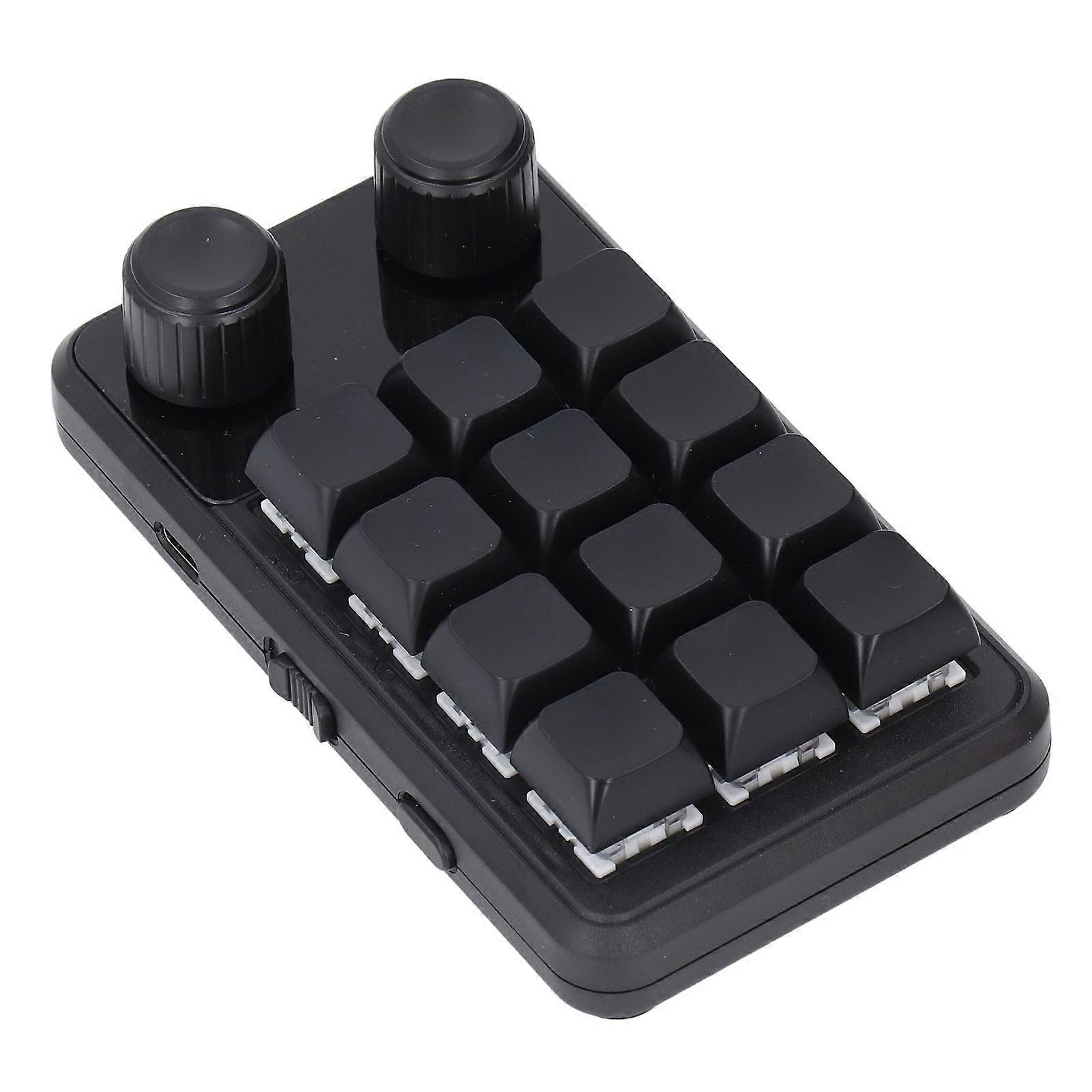 12 Keys Keyboard with RGB Light Dual Knobs Type C BT 2.4G Wireless Blue Switch Keyboard Programming Macro and Software 