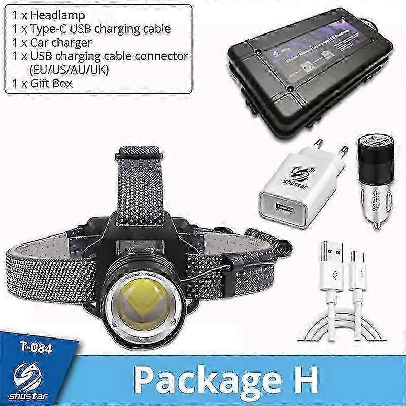 Xhp160 Rechargeable Led Headlamp, Powerful Zoomable Lantern, 3 Light Modes For Expeditions, Hunting, Etc. - Projectors