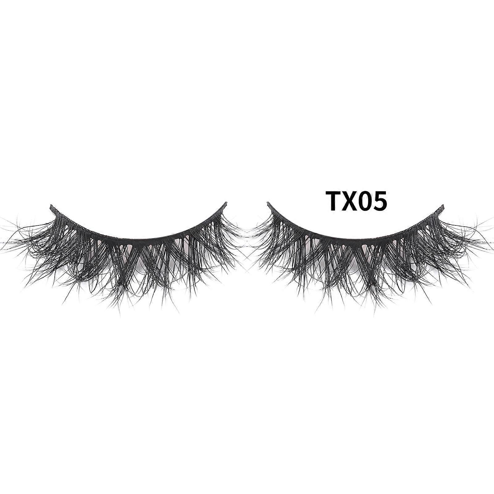 Nvzi -b 1 Pairs Wispy Mink Lashes Fluffy Eye Lashes Natural Look Volume Fake Eyelashes，TX05