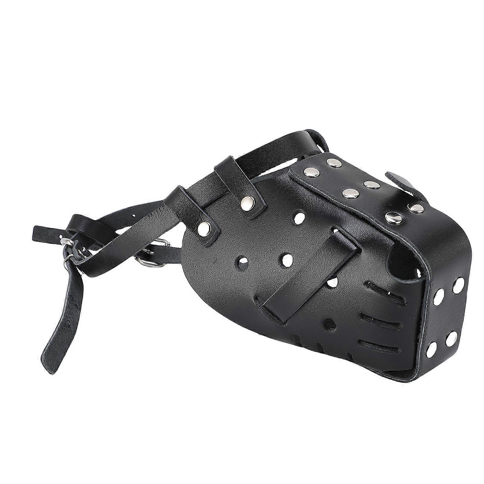 Dog Muzzle to Prevent Biting Breathable PU Leather Soft Covered Mouth Protector Guard with Adjustable Strap for Large Dogs