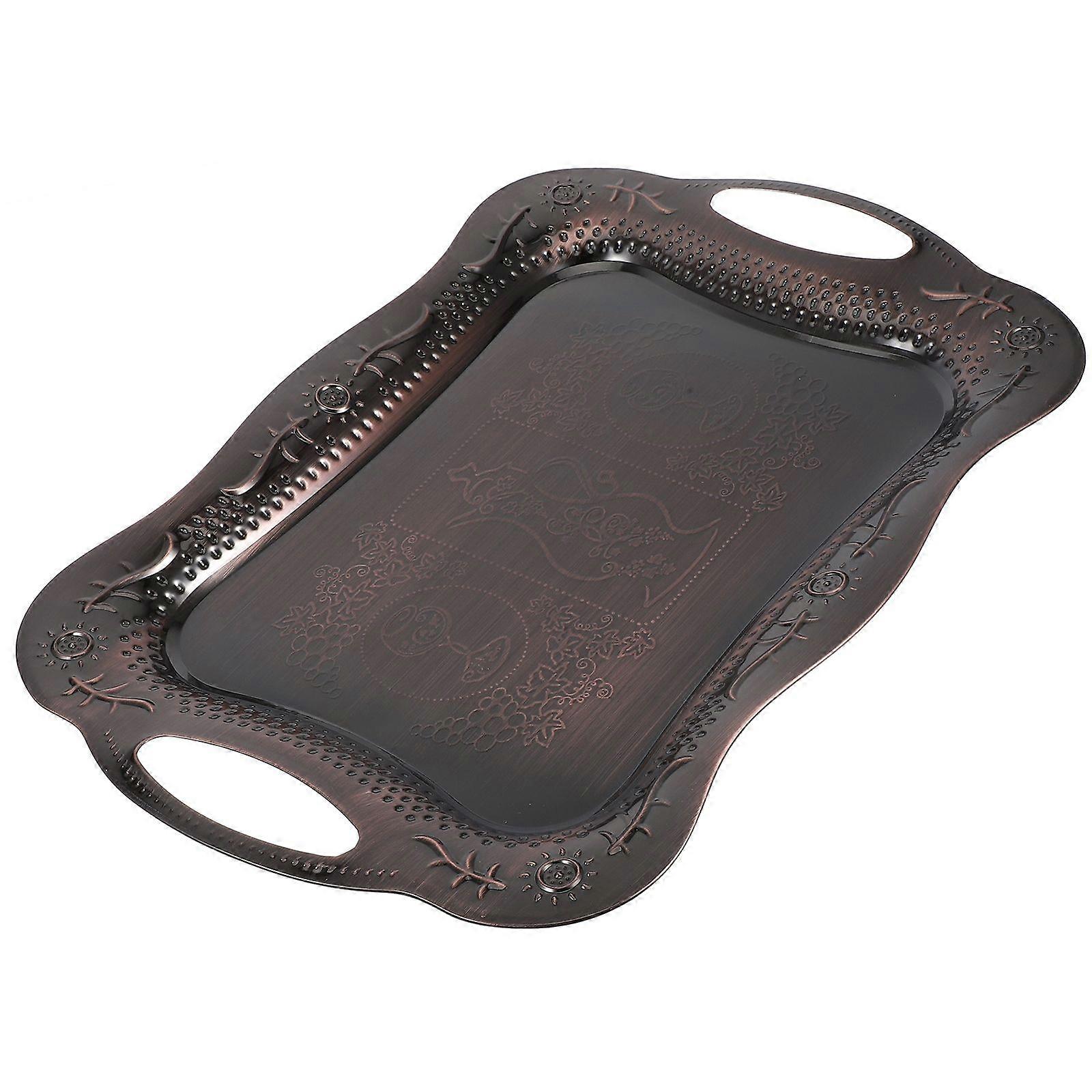 Stainless Steel Serving Tray Rectangular Food Fruit Snacks Serving Tray with Handles