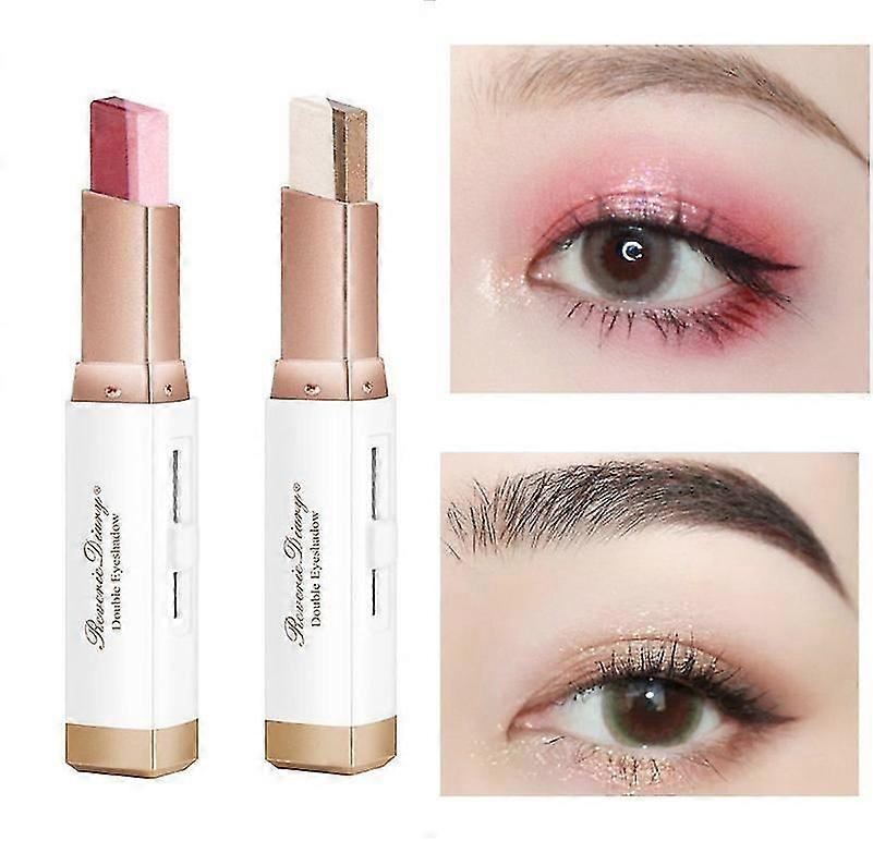 2 stuks gradiënt tweekleurige spiraalvormige oogschaduwstick langdurige oogschaduw palet waterdichte oogmake-upcosmetica