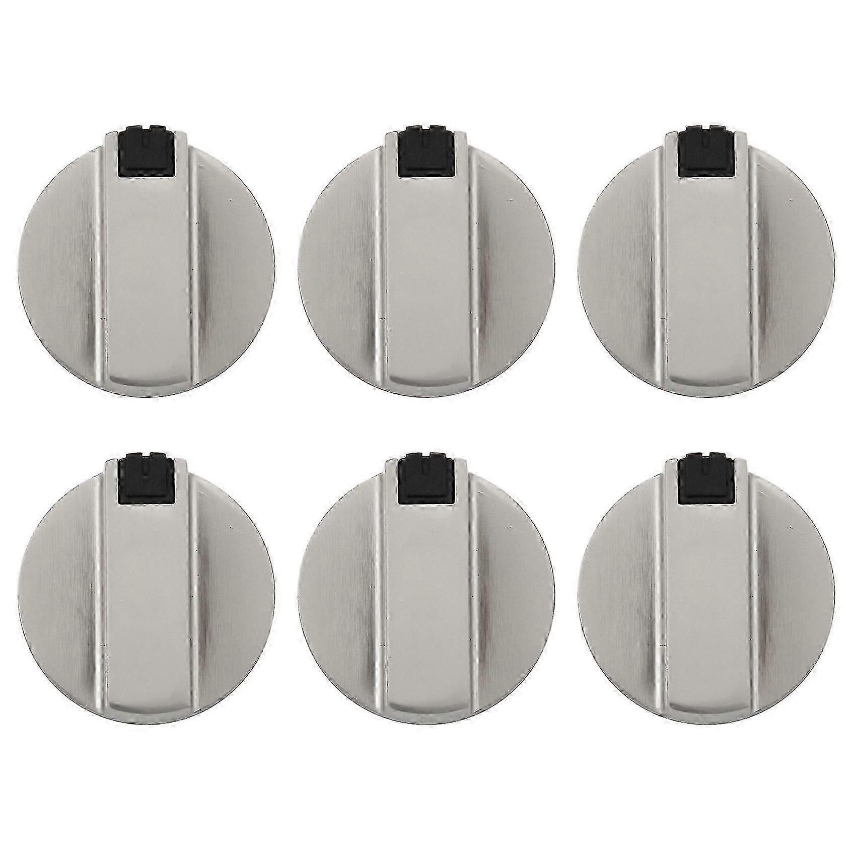 Spisar Spis Knoppar, Ugnsknopp 6st, Zinklegering 6mm Universal Silver Gasspis Kontrollknappar Adaptrar Ugn Vridomkopplare Matlagning Yta Kontrolllås