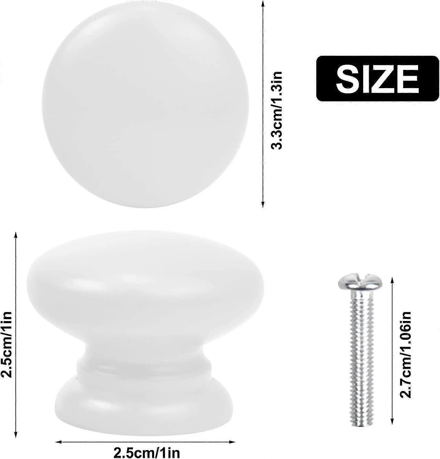 2023 - 8 Pcs Cabinet Knobs, 33mm White Drawer Knobs Mushroom Door Knob Round Solid Pulls Handles