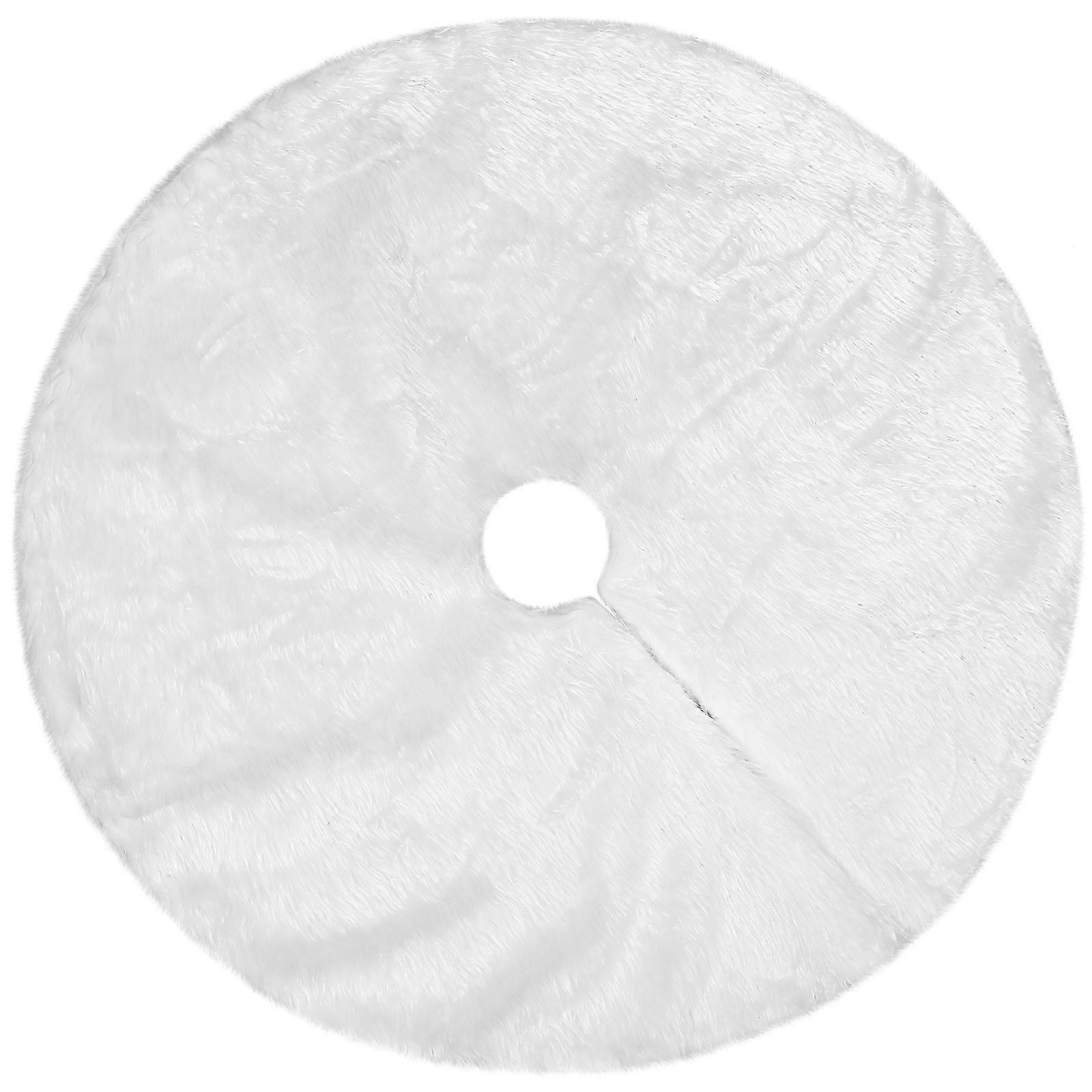 Plush tree skirt for Christmas with velvet trim and hanging loop