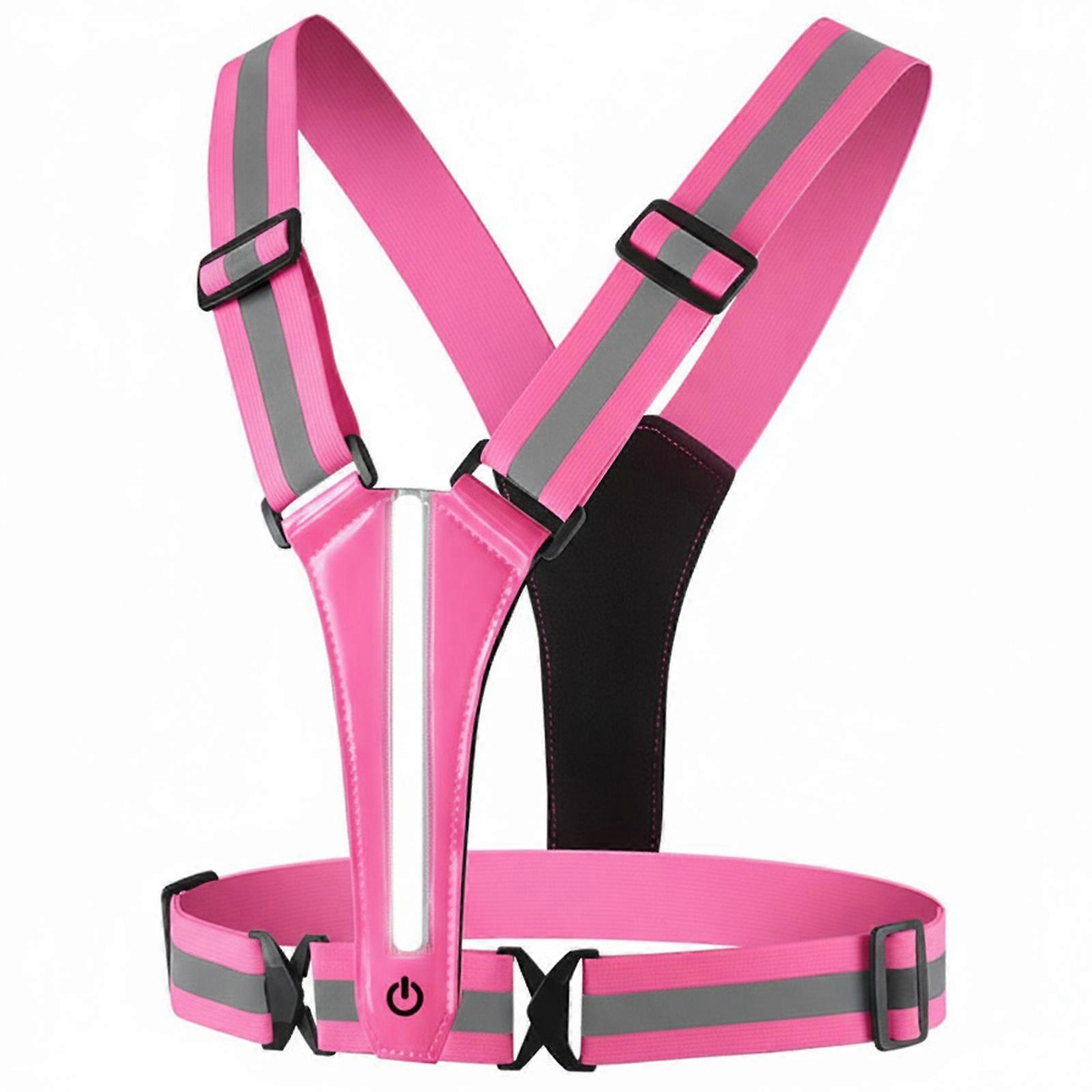 High Brightness Reflective Exercise Vest USB Charging System For Secure Nighttime Cycling Running Adventures  Pink