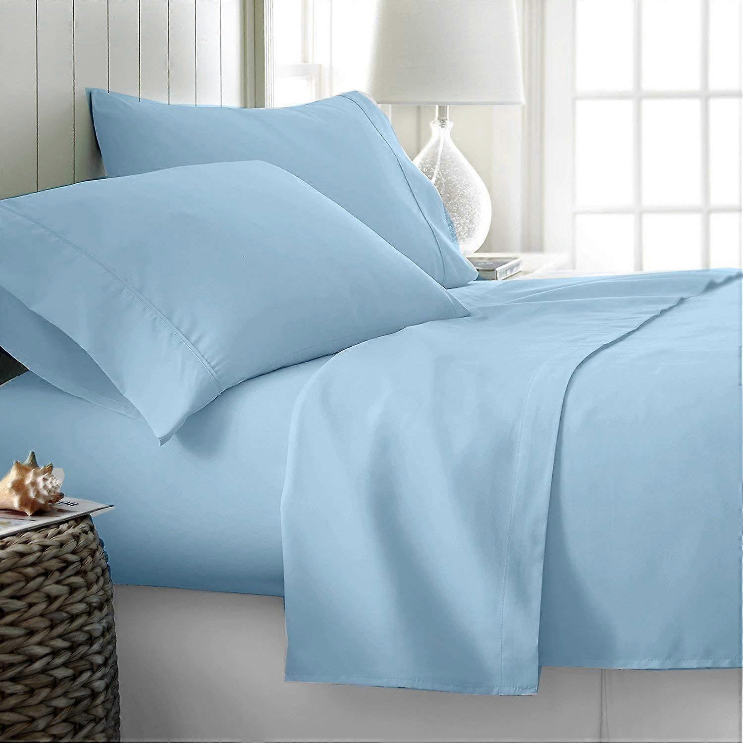 King Sheet Set 4 Piece, 600 TC Long Staple Cotton, Deep Pocket 1620, Light Blue
