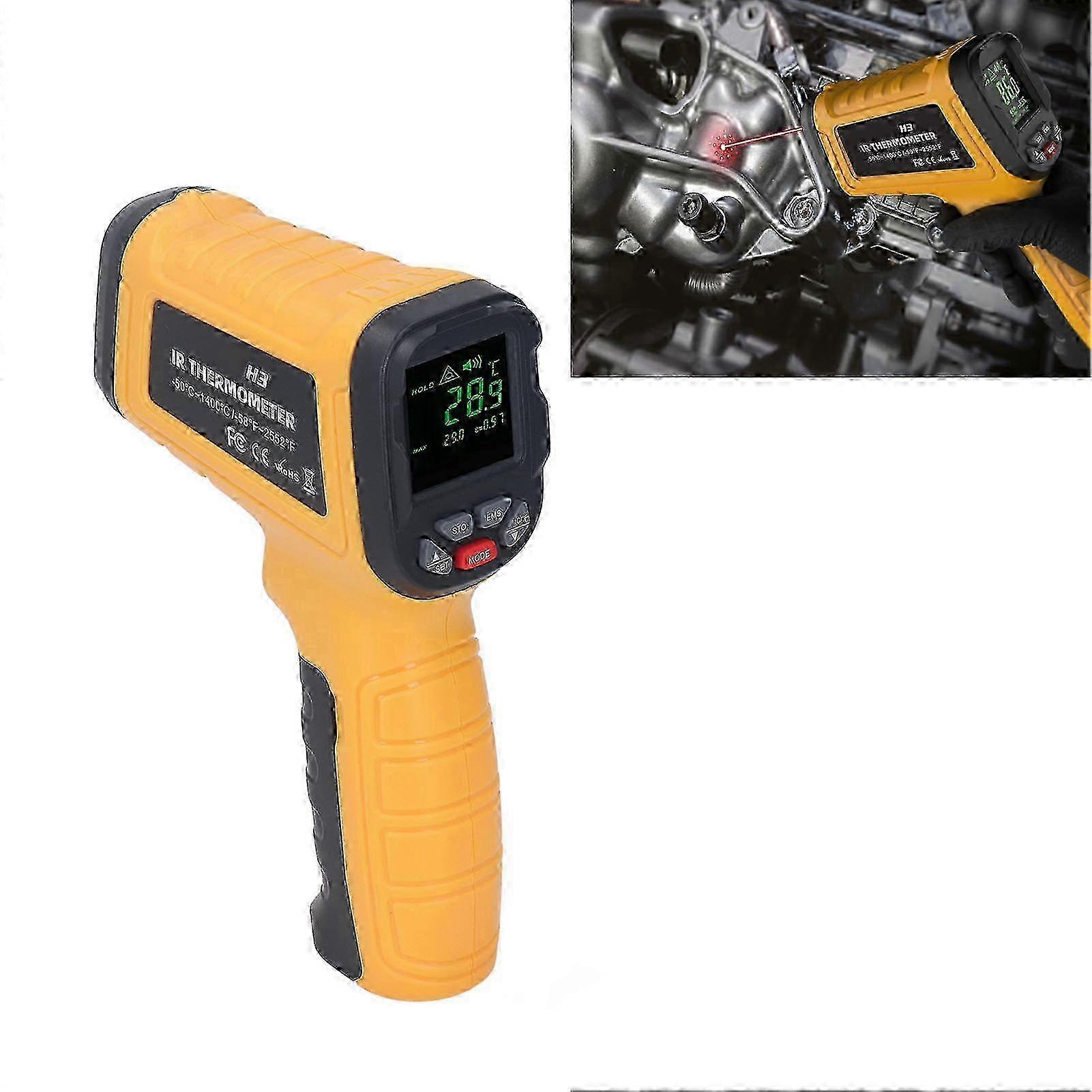 ‑50 to 1400℃ Infrared Thermometer High Accuracy LCD Backlit Handheld Industrial Temperature Meter for Welding Kitchen
