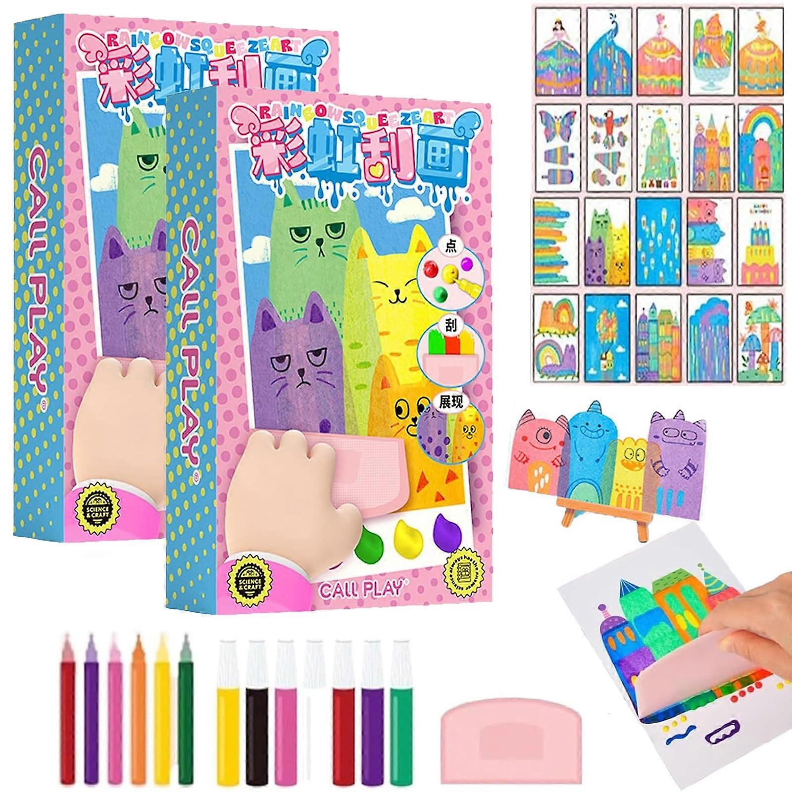 DIY Rainbow Scratch Art Set, 20pcs Rainbow Scratch Paper Notes, Mini Scratch Painting Kit for Kids, Compatible with Creative Craft Projects