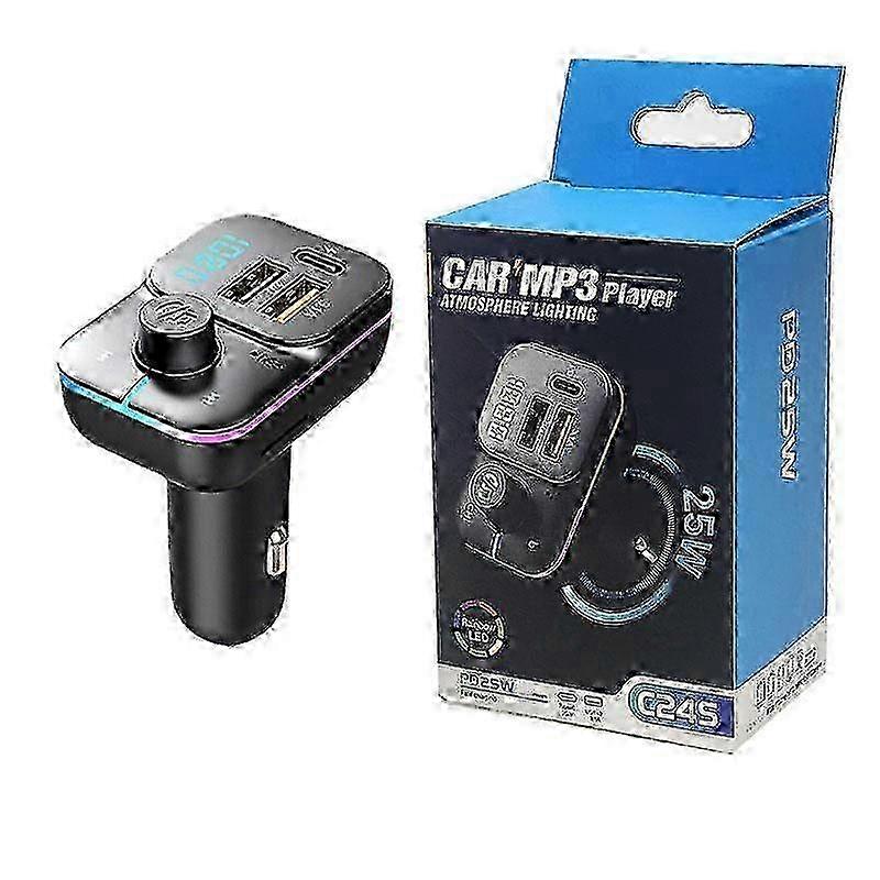 Bluetooth 5.0 Car FM Transmitter Handsfree Audio Mp3 Player Adapter PD Fast Charge Dual USB + Type-C Quick Charger FM Modulator