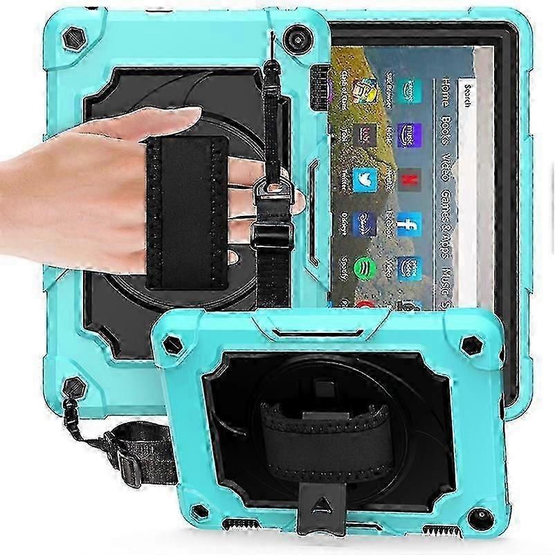 For Amazon Kindle Fire HD 8 2020 360 Degree Rotation Turntable Contrast Color Robot Shockproof Silicone + PC Protective Case with Holder 2025