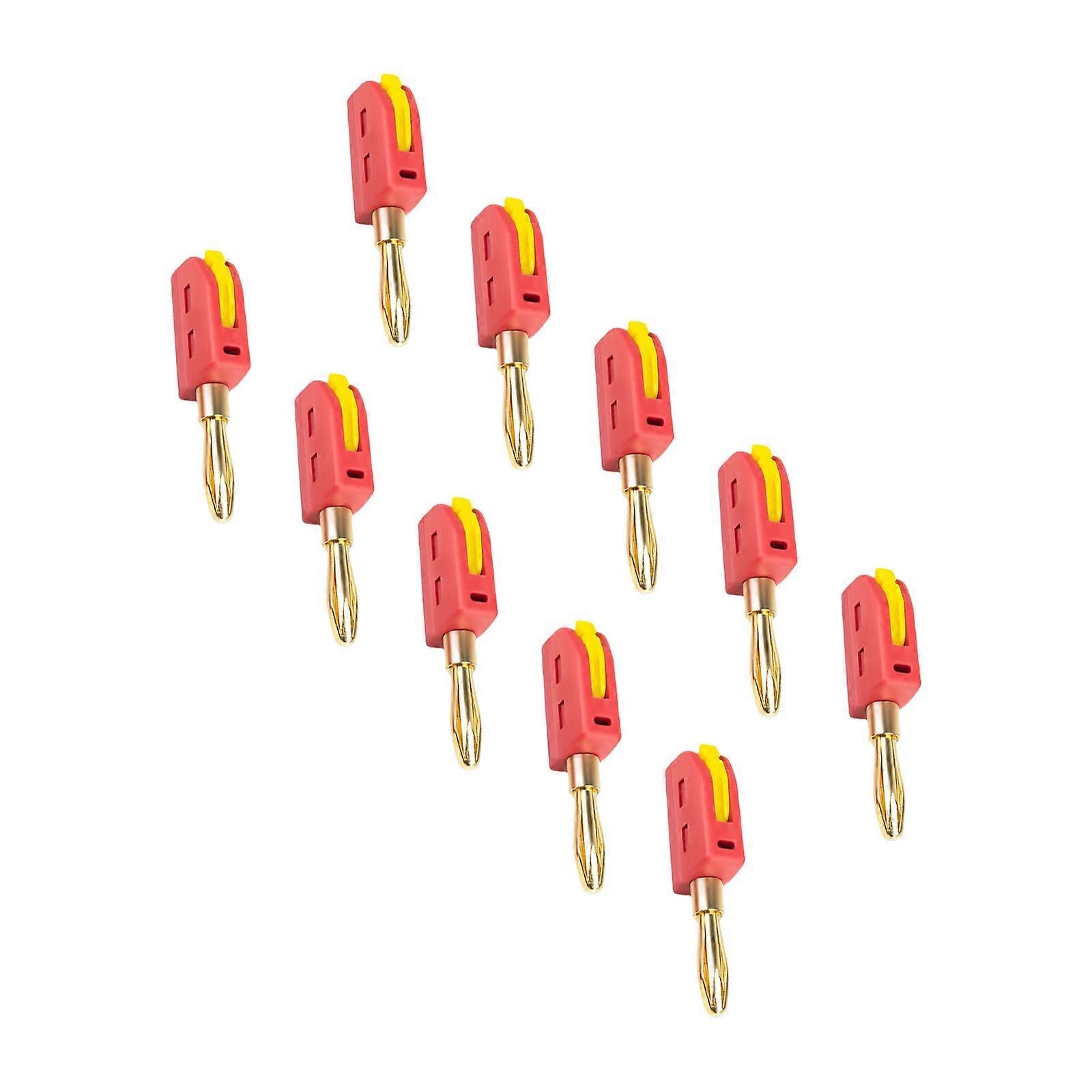 Set of 10 Quick Connect 32A 4mm Banana Plug for Efficient High Current Transfer Quick Connect 4mm Banana Plugs  Red