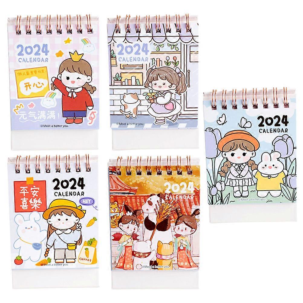 5pcs Desk Calendar 2024 Table Calendar Monthly Calendar Small Desk Calendar Simple Style Calendar (Random Style)