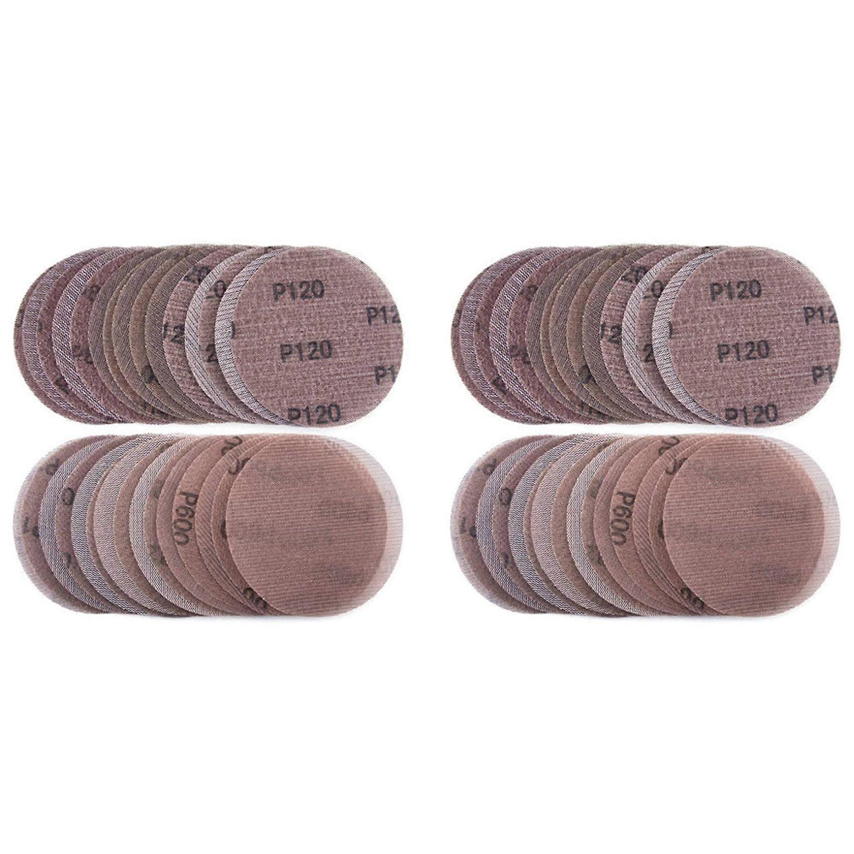 60 Pcs Mesh Sanding Discs 125mm 80-600 Grit Hook and Loop Sanding Paper Dry Abrasive Discs for Sander Replacement Pads