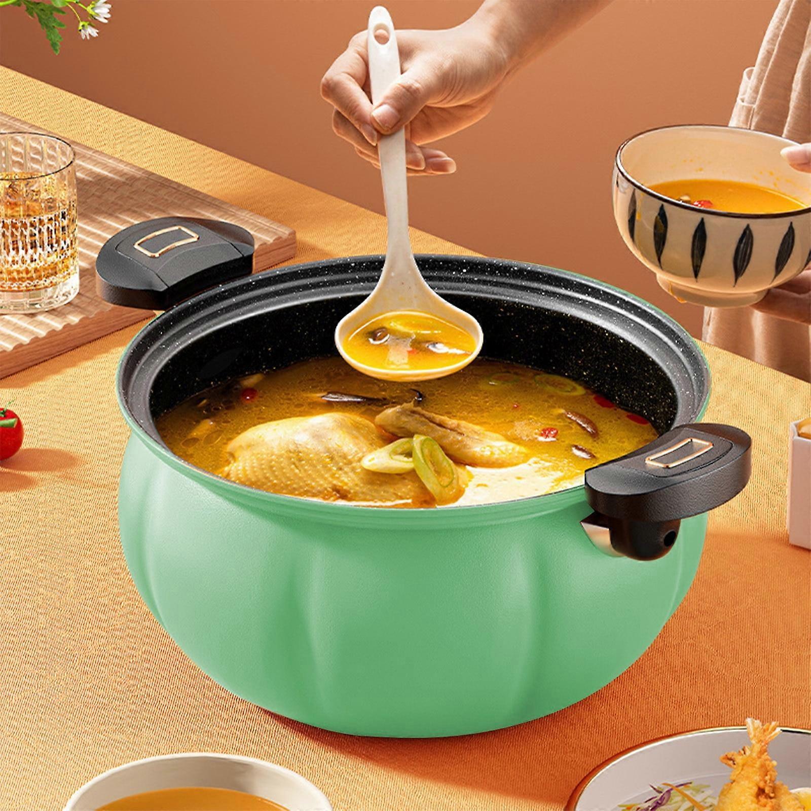8L Micro Pressure Cooker, Maifan Stone Non-Stick Pot, Pumpkin Shaped, Compatible with Gas/Open Fire/Induction, Multi-Function Stew Pot with Steamer