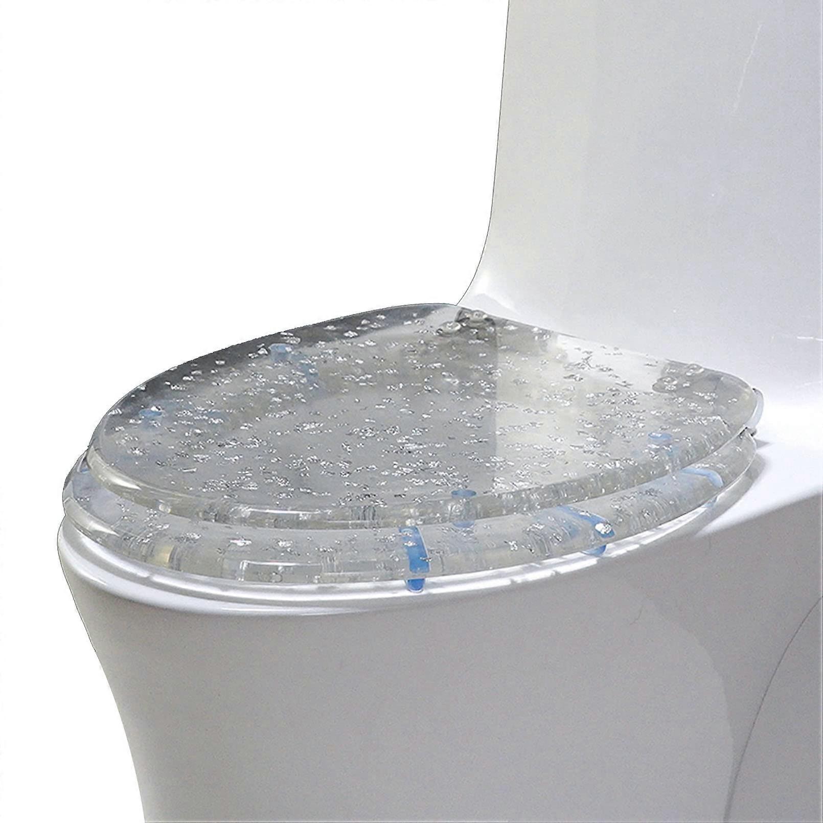 Toilet Seat with Lid Resin Quiet Close Easy Clean Quick Release Hinges  Fixing Standard Toilets