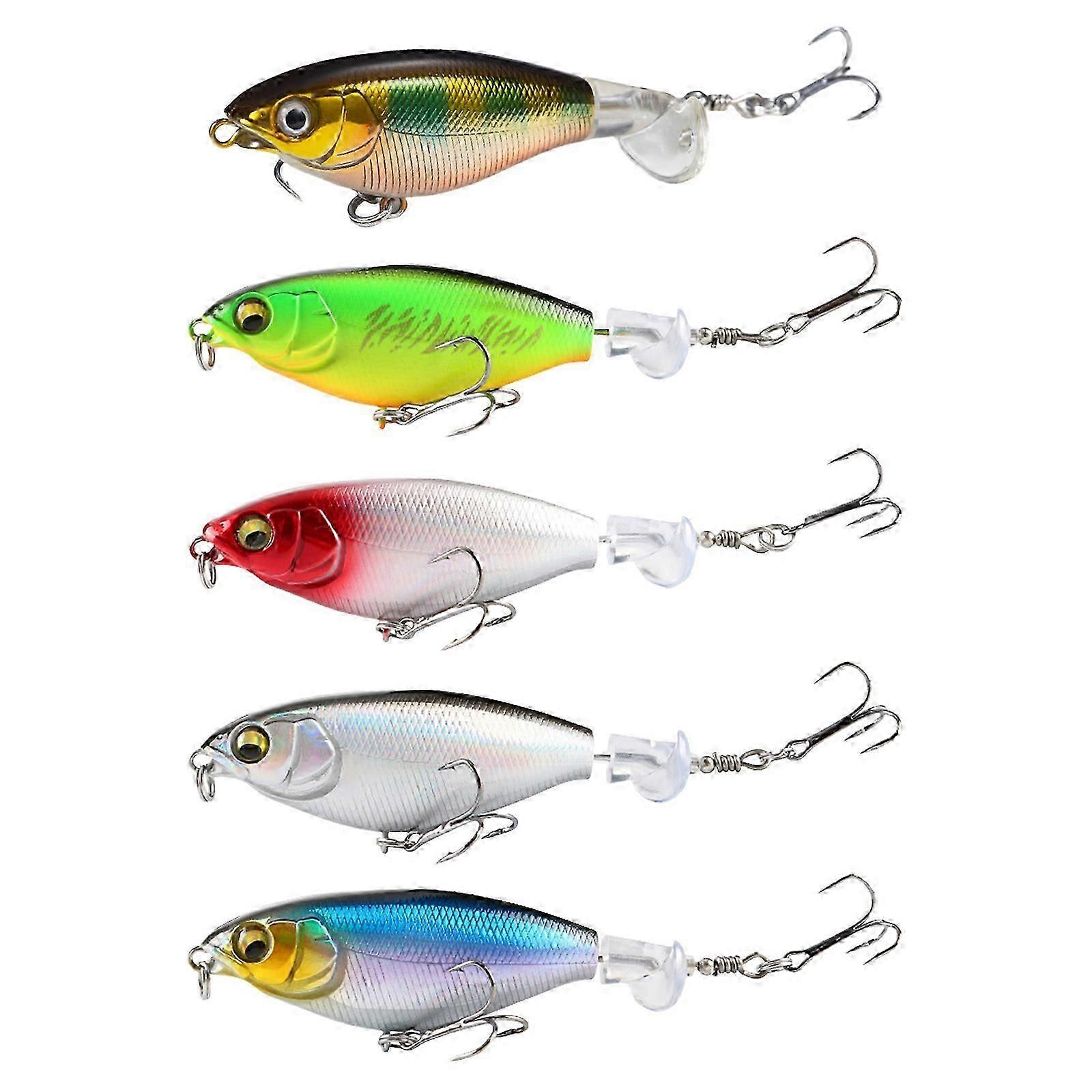 5 Stück schwimmende Propellerköder, Wassertraktor-Hartköder, Oberflächenköder, Propellergeräuschköder, Angelzubehör, 7,5 cm