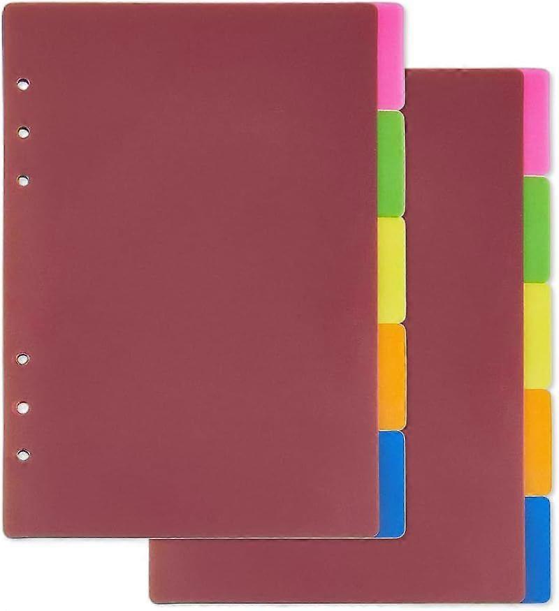 2 Sets 10 Sheets A5 Index Binder Dividers 5 Binders Index Divider with 6 Holes 21x15cm Tab Divider for Binder Dark Red PP Frosted Index Divider for Pl