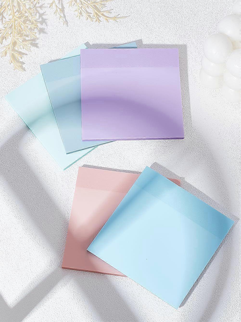 5 Books Square Memo Pad Sticky Notes Aesthetic Sticker Tabs Mixed Color Self-Stick Pads Durable Post Stickies for Office School Home Meeting Reading N