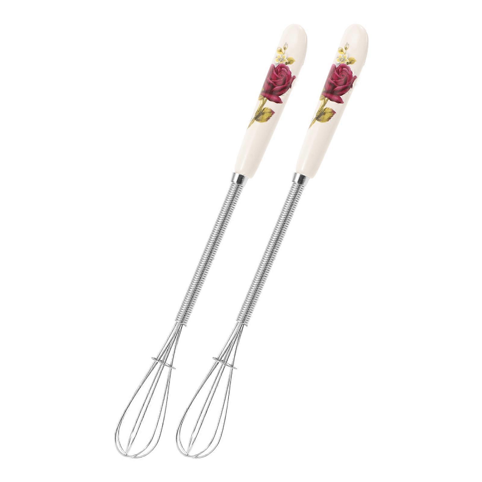 Manual Egg Whisk Kitchen Tool Stainless Steel for Cooking 2Pcs Set