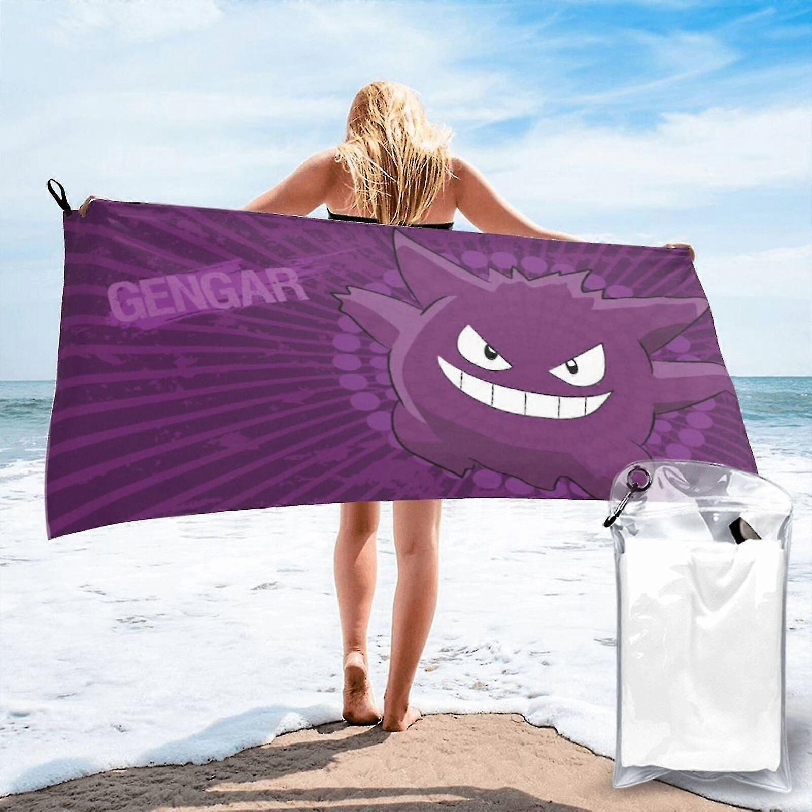 s4153 منشفة الشاطئ Gengar المصنوعة من الألياف الدقيقة ، مناشف خالية من الرمال كبيرة الحجم منشفة سباحة سريعة الجفاف ، خفيفة الوزن للتخييم MMgO4153