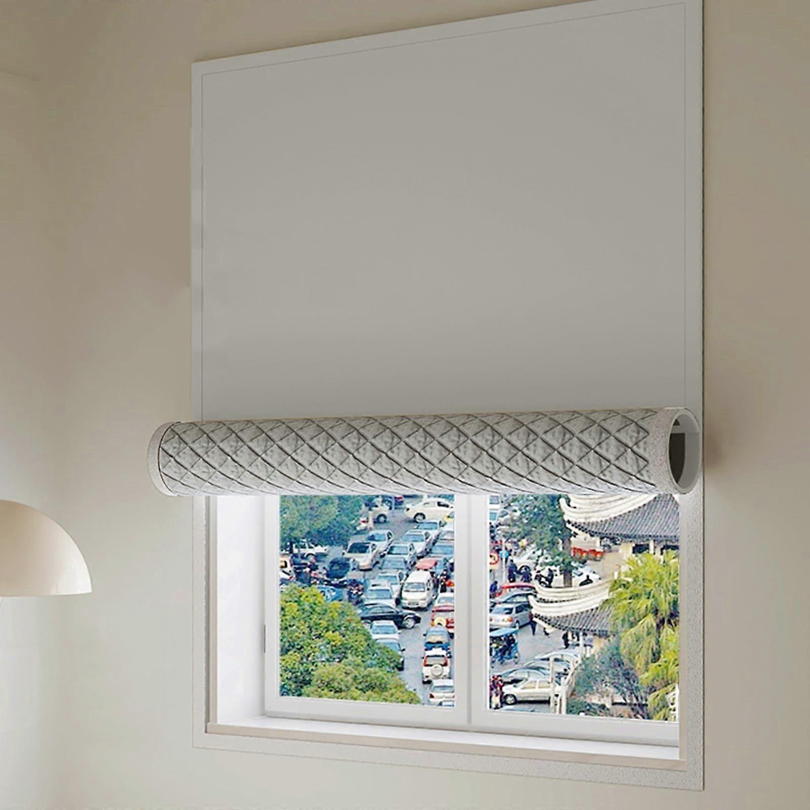 Thermal Insulated Window Cover Winter Blackout Privacy Noise Reduction Easy Install Gray 90x100cm