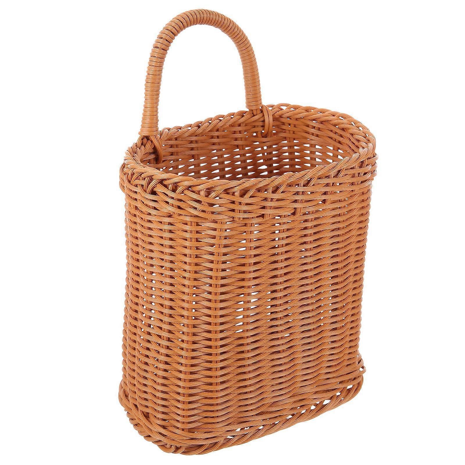 Wall Storage Basket Woven Plastic Organizer SpaceSaving Flat Back Design for Kitchen and Living Room