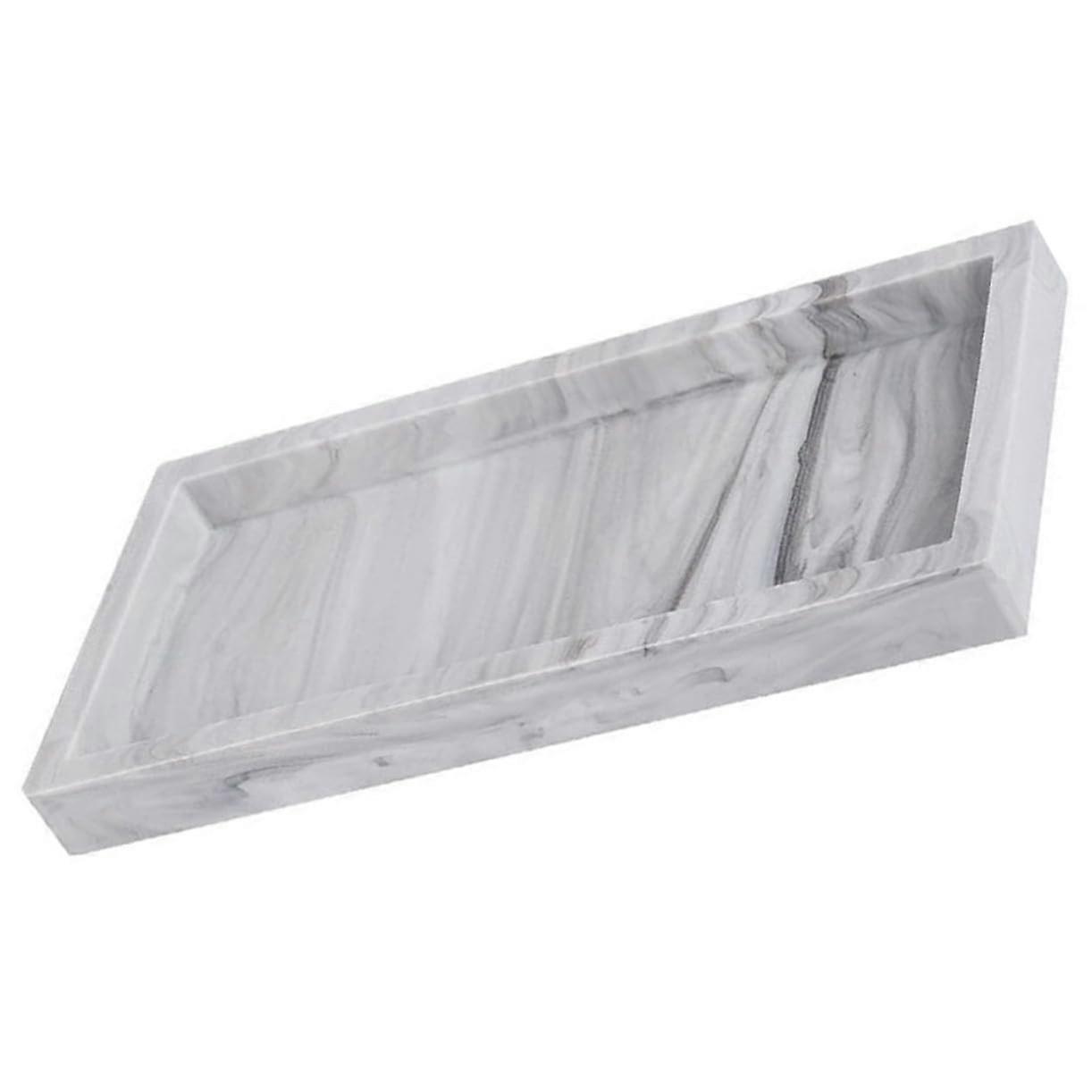 Bathroom Vanity Tray Marble Pattern Countertop Organizer with Large Capacity for Cosmetics Keys