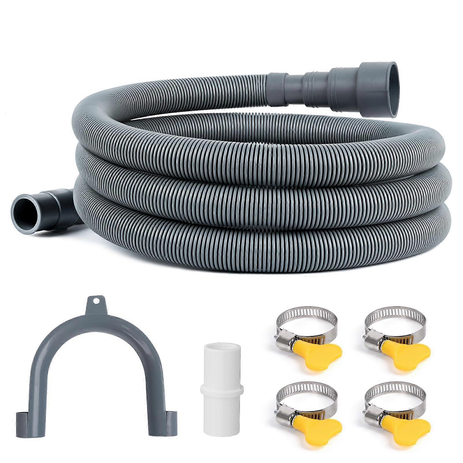 6 Ft Universal Washing Machine and Dishwasher Drain Hose Extension Kit with Adapter Clamps Holder