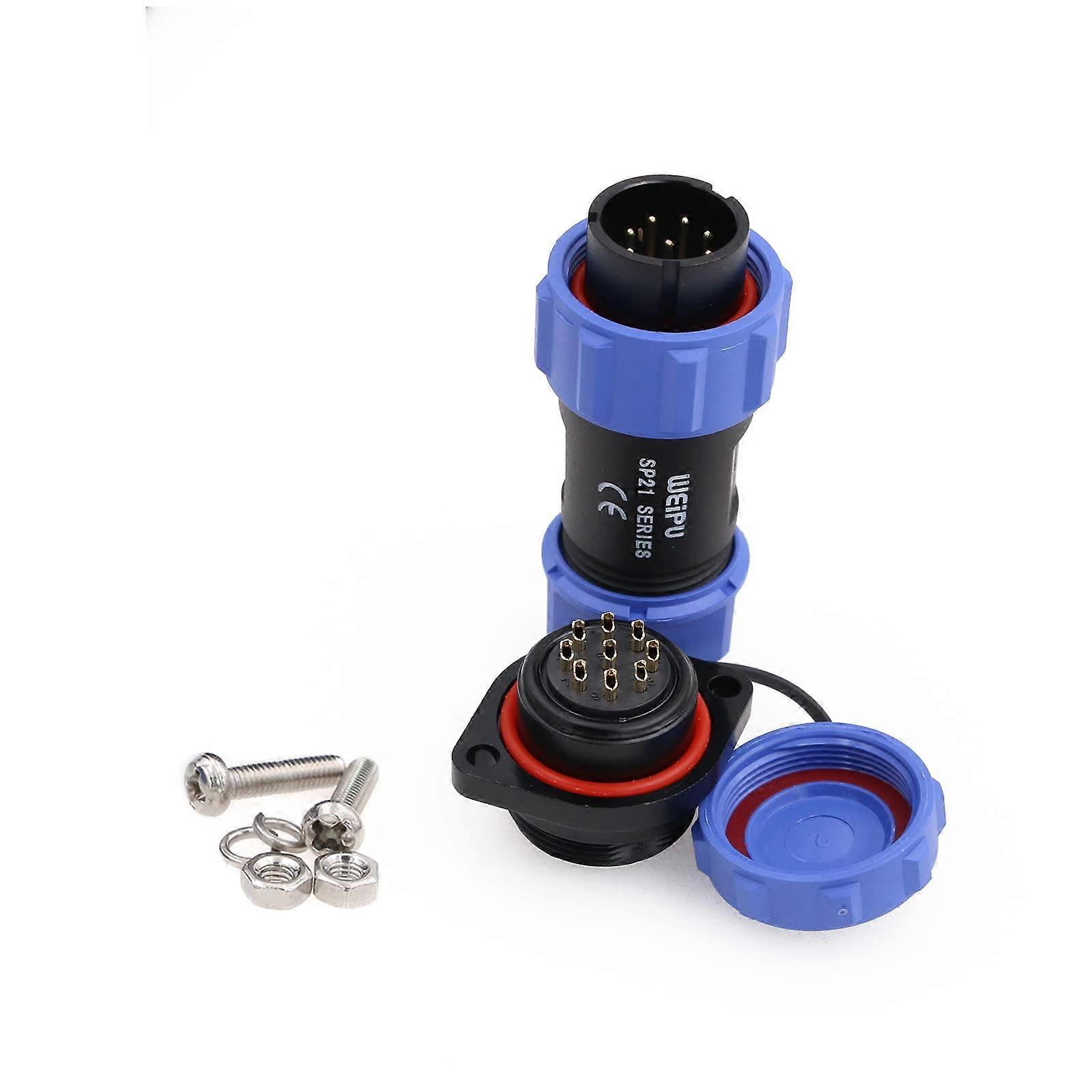 SP21 9 Pin IP68 Waterproof Circular Connector with Flange for LED Marine Automotive  Voltage