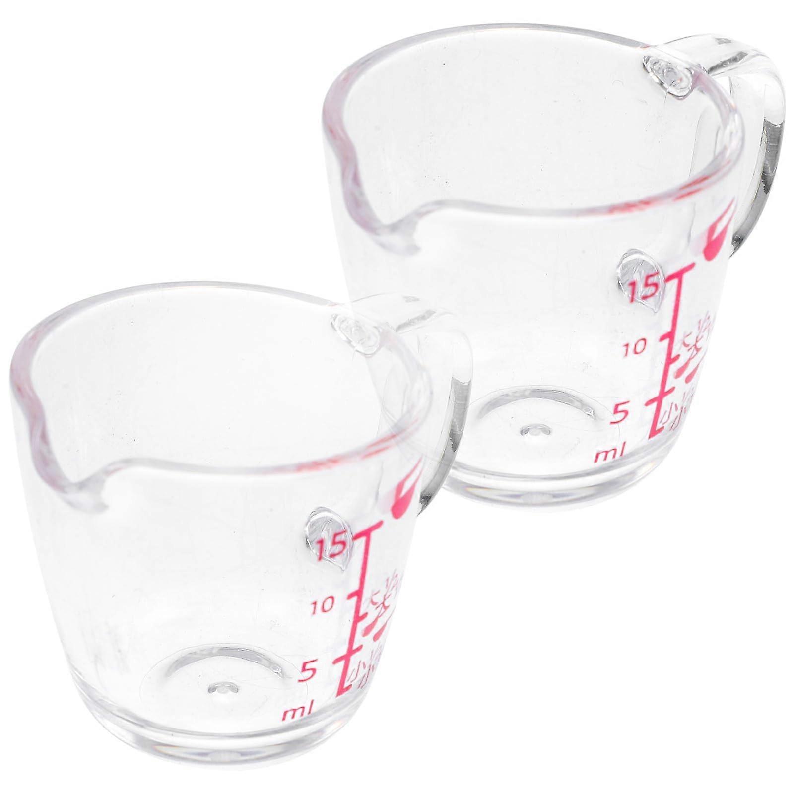 2Pcs 15ml Glass Measuring Cups with Handle for Baking and Cooking, Precise Markings, Durable