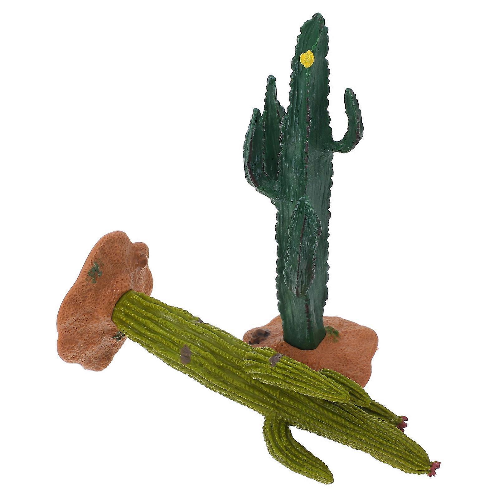 Cactus Decor Artificial Cactus Model for Home 2Pcs Green PVC Decor